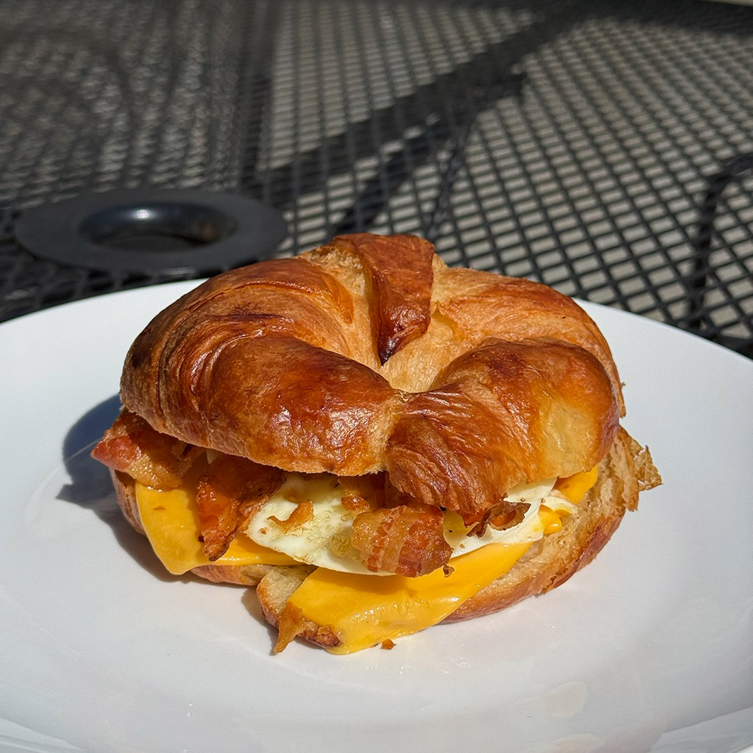 Breakfast croissant sandwich in Lexington, Kentucky.