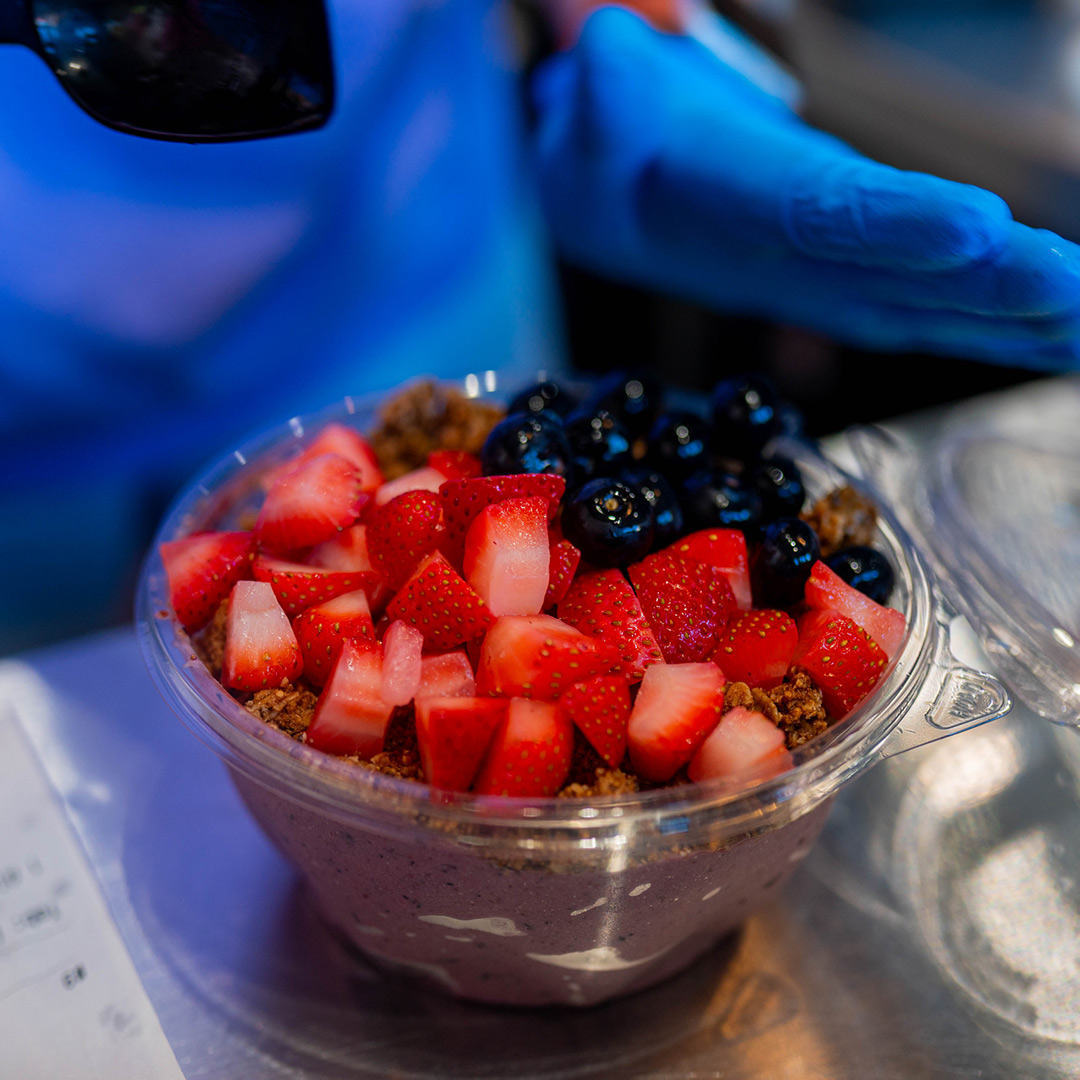 Smoothie bowl topped with fresh fruit in Louisville, Kentucky.