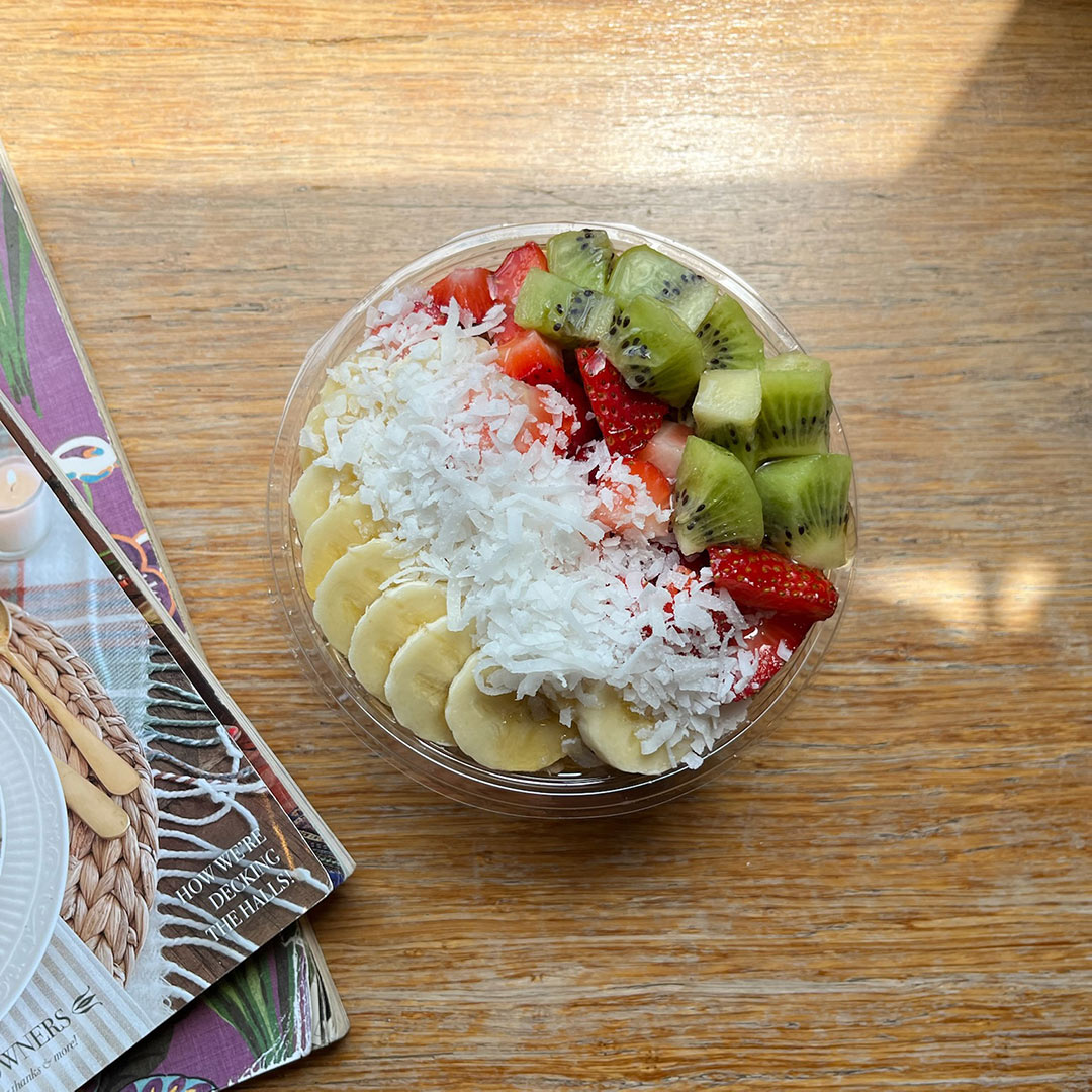 Smoothie bowl topped with fresh fruit in Lexington, Kentucky.