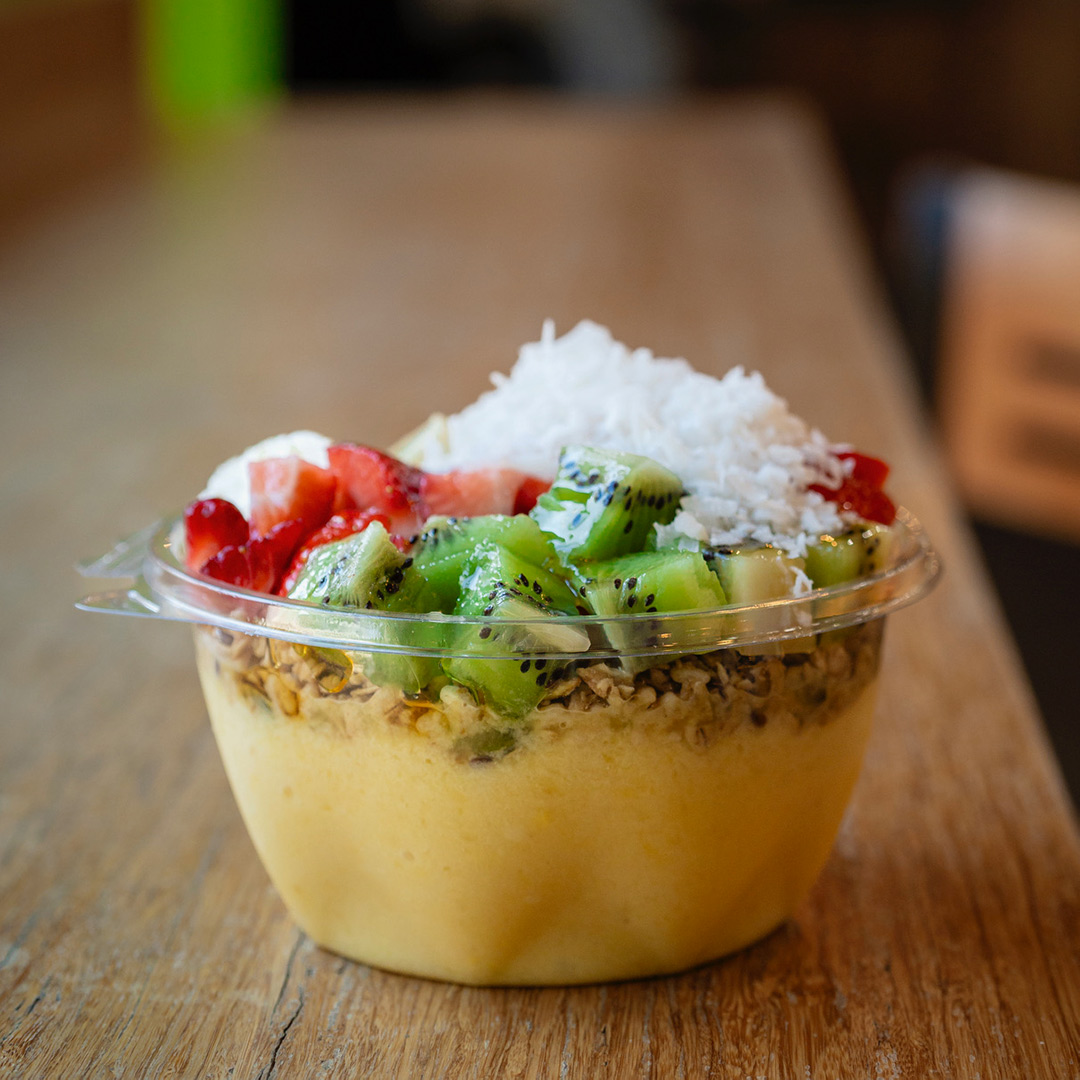 Smoothie bowl topped with fresh fruit in Lexington, Kentucky.