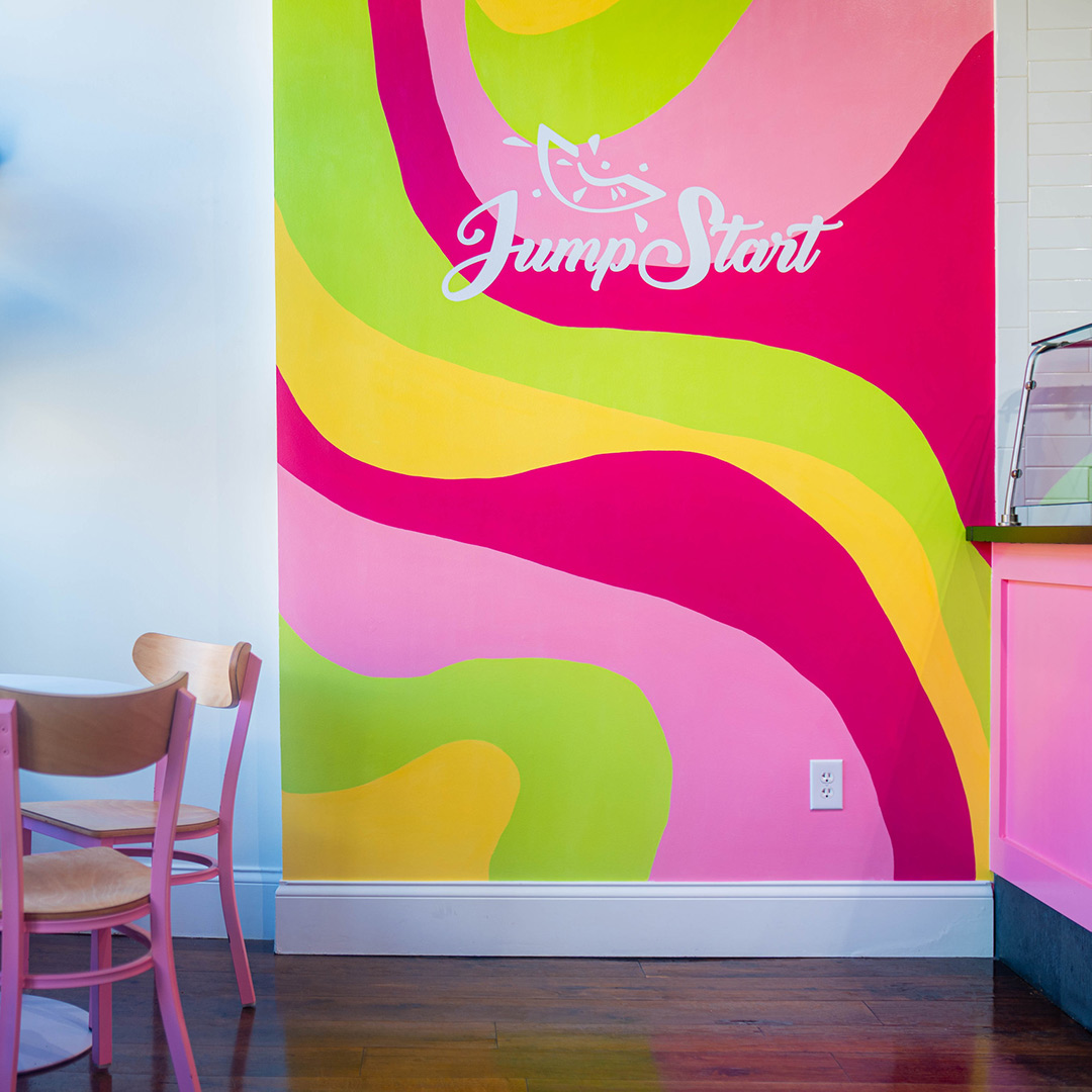 Painted wall in Jump Start Smoothies in Louisville, Kentucky.