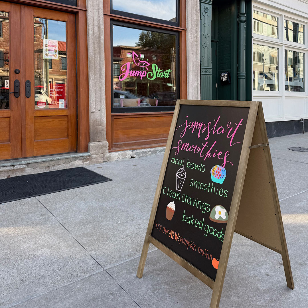 Jump Start Smoothies sign in Louisville, Kentucky
