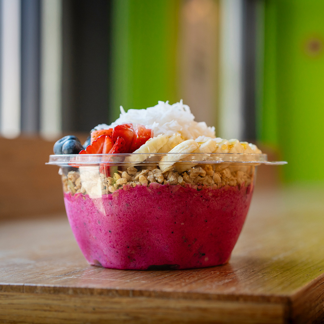 Smoothie bowl topped with fresh fruit in Lexington, Kentucky.