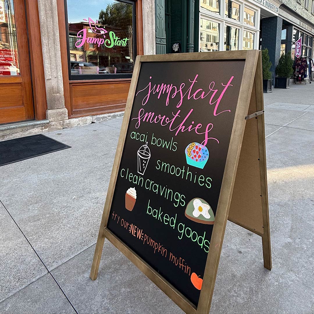 Jump Start Smoothies sign in Louisville, Kentucky