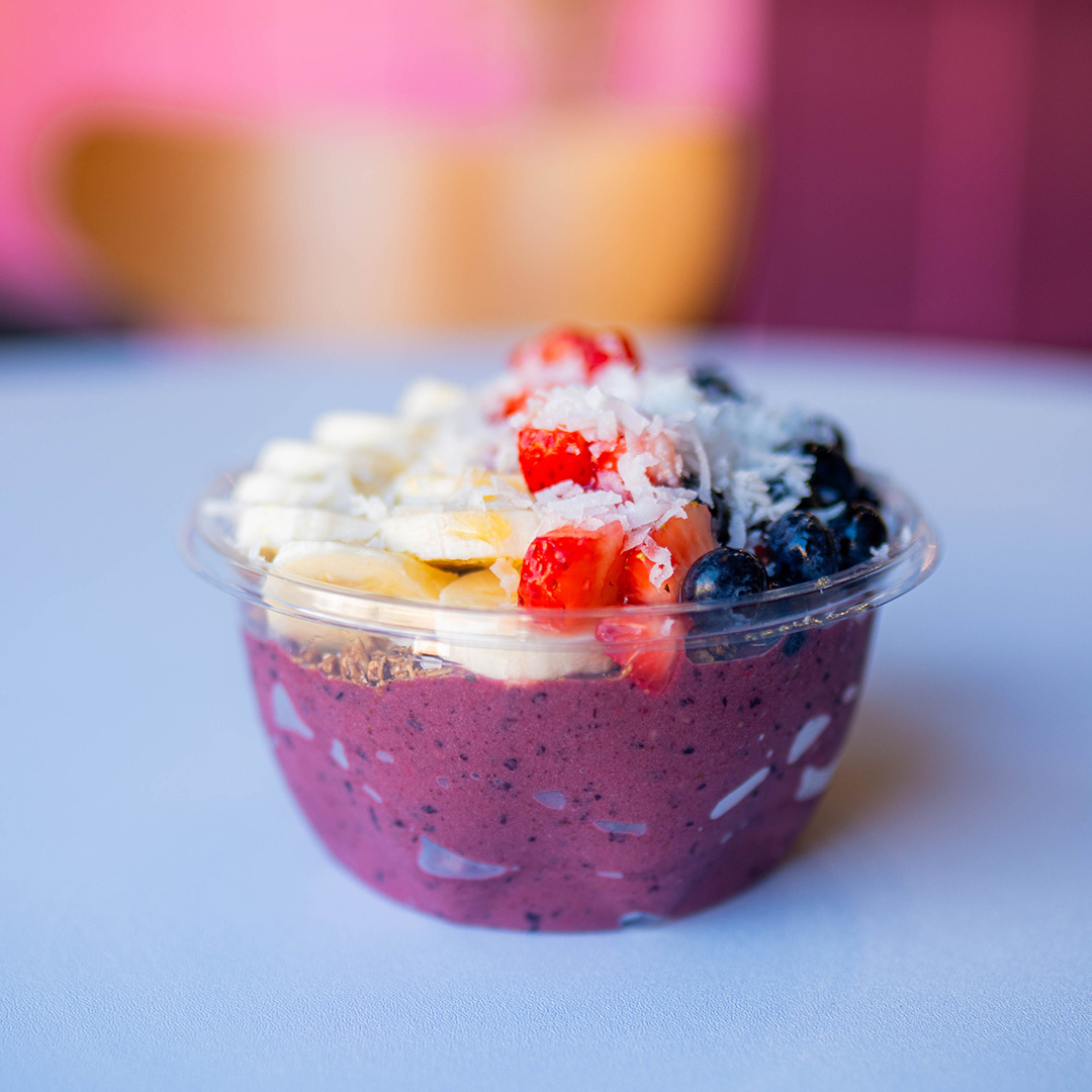 Smoothie bowl topped with fresh fruit in Louisville, Kentucky.