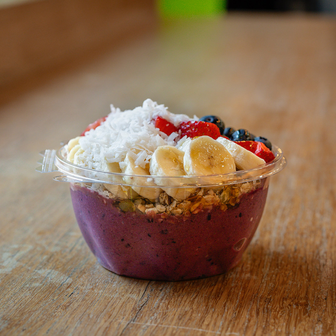 Smoothie bowl topped with fresh fruit in Lexington, Kentucky.